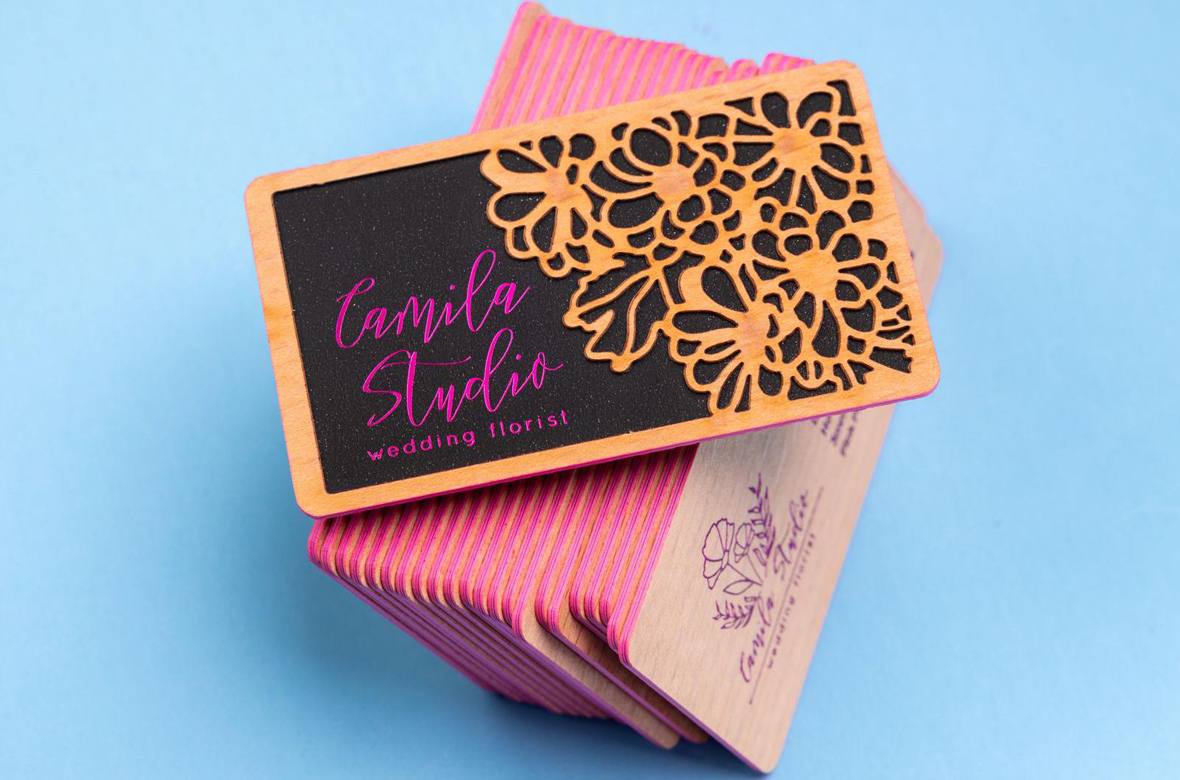Wood Material Business Cards